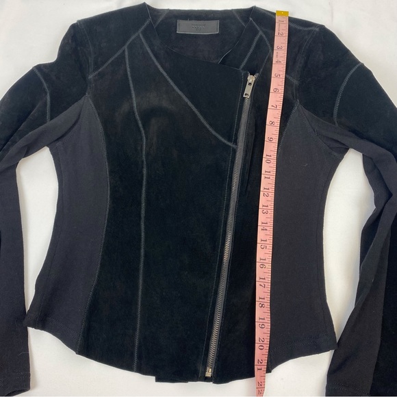 Blank NYC Black Leather Suede Asymmetrical Zip Moto Biker Jacket - Picture 11 of 14